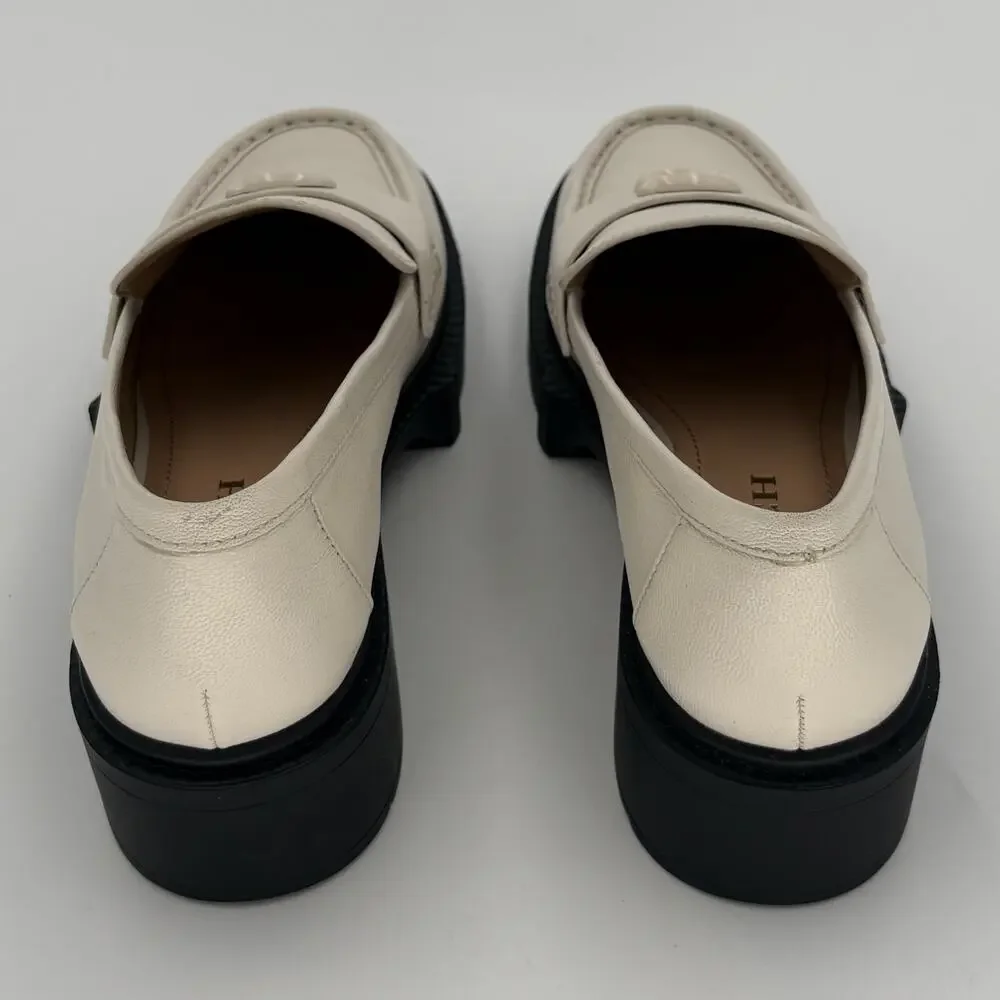 Coach Leah Chalk White Leather Lug Sole Platform Loafers CB990 Size 7B